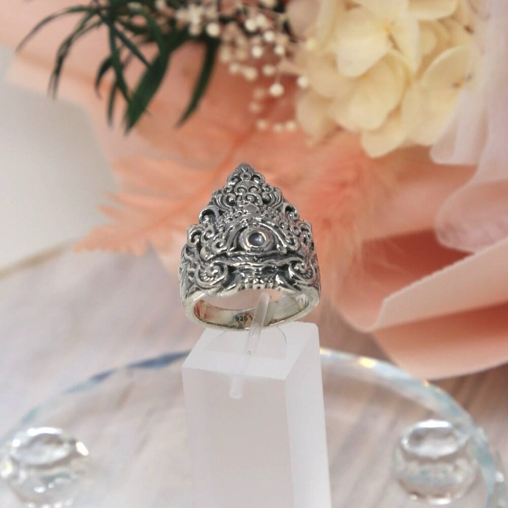 Bali Legacy ✦ Sterling Silver Scrollwork Ring ✦ 17.35g Ethnic Statement Size 8 - Picture 5 of 9